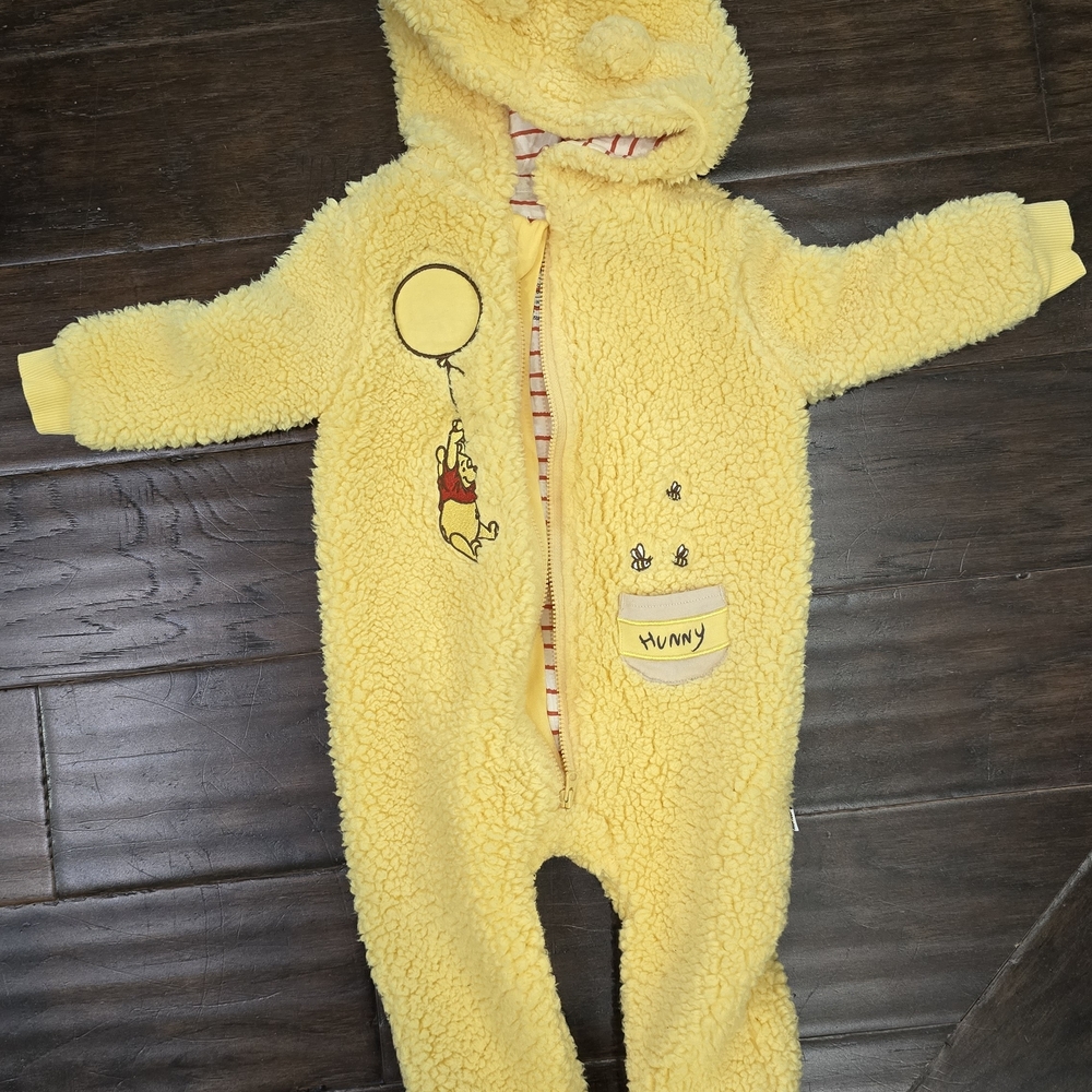 Disney Yellow Fleece Pooh Bear Footie - Picture 2 of 2